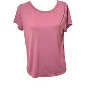 Dip Scoop Neck Short Sleeve Tee in Dusty Rose